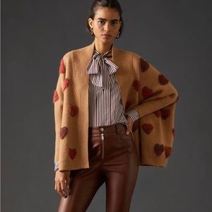 HTF Anthropologie heart open cardigan L